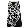 Black And White Maori Sea Turtle Print Cotton Front Slit Maxi Skirt