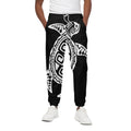 Black And White Maori Sea Turtle Print Cotton Sweatpants