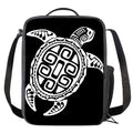 Black And White Maori Sea Turtle Print Crossbody Lunch Bag