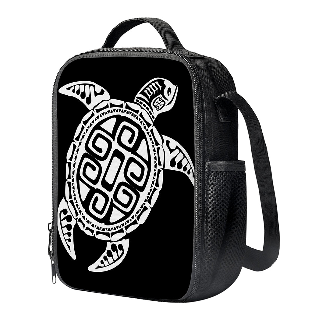 Black And White Maori Sea Turtle Print Crossbody Lunch Bag