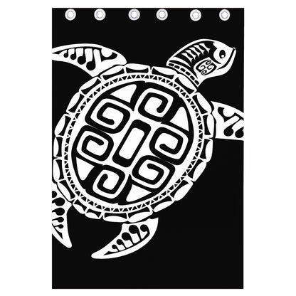 Black And White Maori Sea Turtle Print Curtain