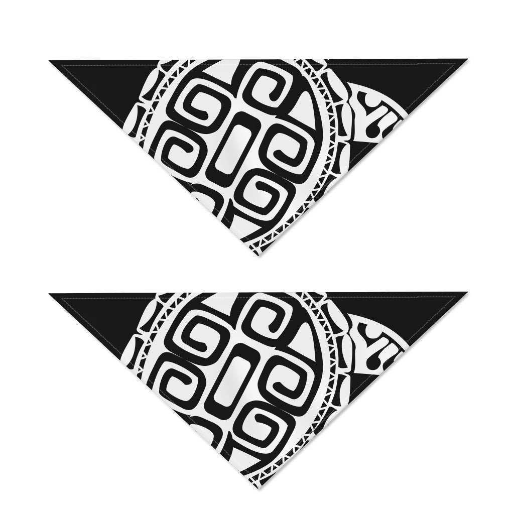 Black And White Maori Sea Turtle Print Dog Bandana