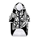 Black And White Maori Sea Turtle Print Dog Zip Up Hoodie