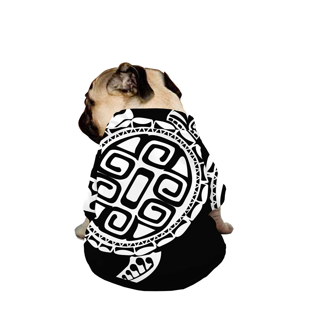Black And White Maori Sea Turtle Print Dog Zip Up Jacket