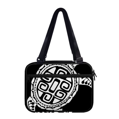 Black And White Maori Sea Turtle Print Double Strap Bible Bag