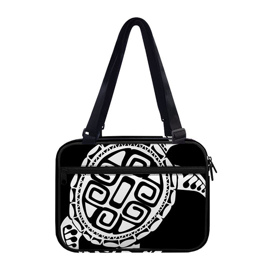 Black And White Maori Sea Turtle Print Double Strap Bible Bag