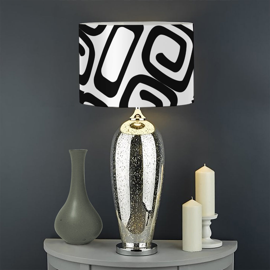 Black And White Maori Sea Turtle Print Drum Lamp Shade