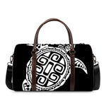 Black And White Maori Sea Turtle Print Duffle Bag