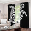 Black And White Maori Sea Turtle Print Extra Wide Grommet Curtains