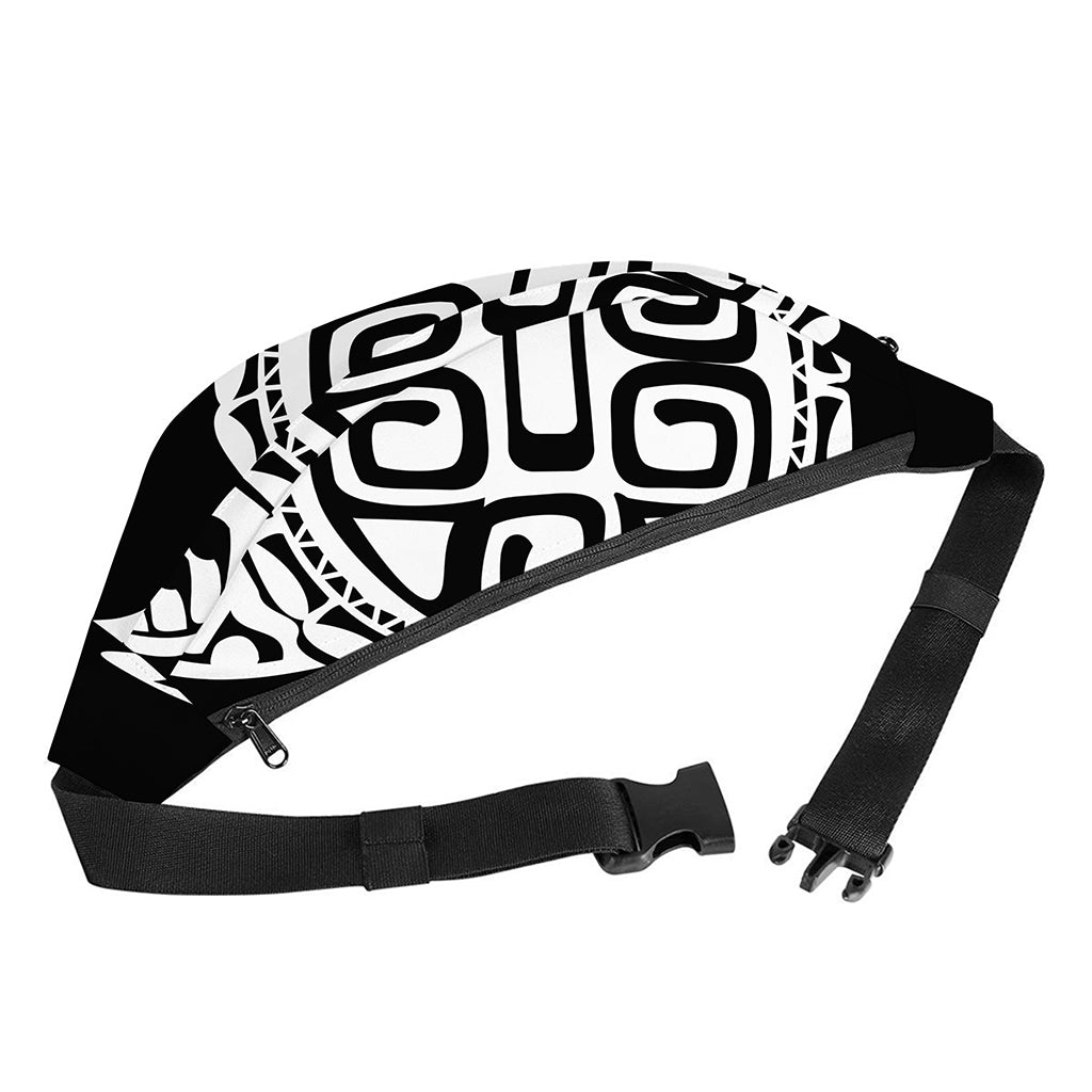 Black And White Maori Sea Turtle Print Fanny Pack