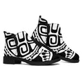 Black And White Maori Sea Turtle Print Flat Ankle Boots
