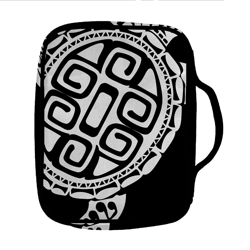 Black And White Maori Sea Turtle Print Front Pocket Bible Bag