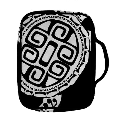 Black And White Maori Sea Turtle Print Front Pocket Bible Bag