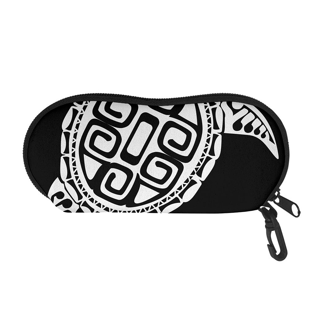 Black And White Maori Sea Turtle Print Glasses Case