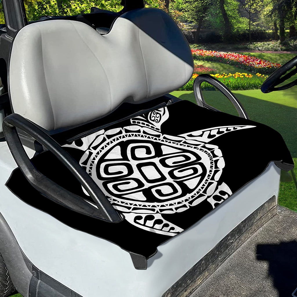 Black And White Maori Sea Turtle Print Golf Cart Seat Cover