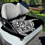 Black And White Maori Sea Turtle Print Golf Cart Seat Cover