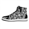 Black And White Maori Sea Turtle Print High Top Leather Sneakers