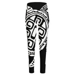 Black And White Maori Sea Turtle Print High-Waisted Pocket Leggings