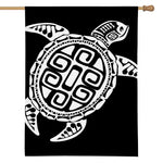 Black And White Maori Sea Turtle Print House Flag
