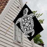 Black And White Maori Sea Turtle Print House Flag