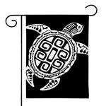 Black And White Maori Sea Turtle Print House Flag