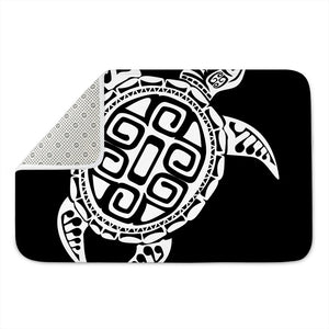 Black And White Maori Sea Turtle Print Indoor Door Mat