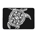 Black And White Maori Sea Turtle Print Kitchen Mat