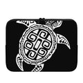 Black And White Maori Sea Turtle Print Laptop Sleeve