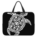 Black And White Maori Sea Turtle Print Laptop Sleeve With Handle