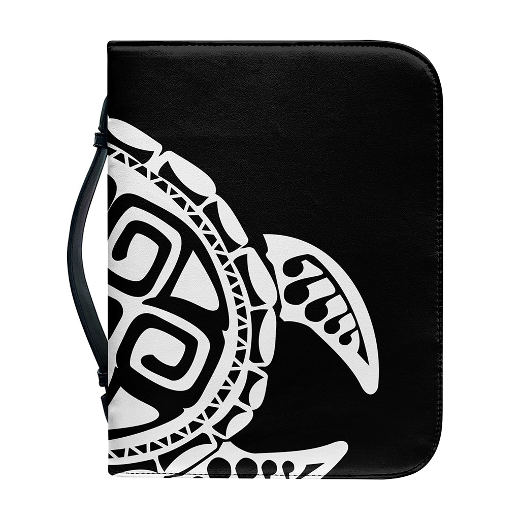 Black And White Maori Sea Turtle Print Leather Bible Cover