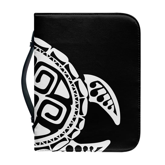 Black And White Maori Sea Turtle Print Leather Bible Cover