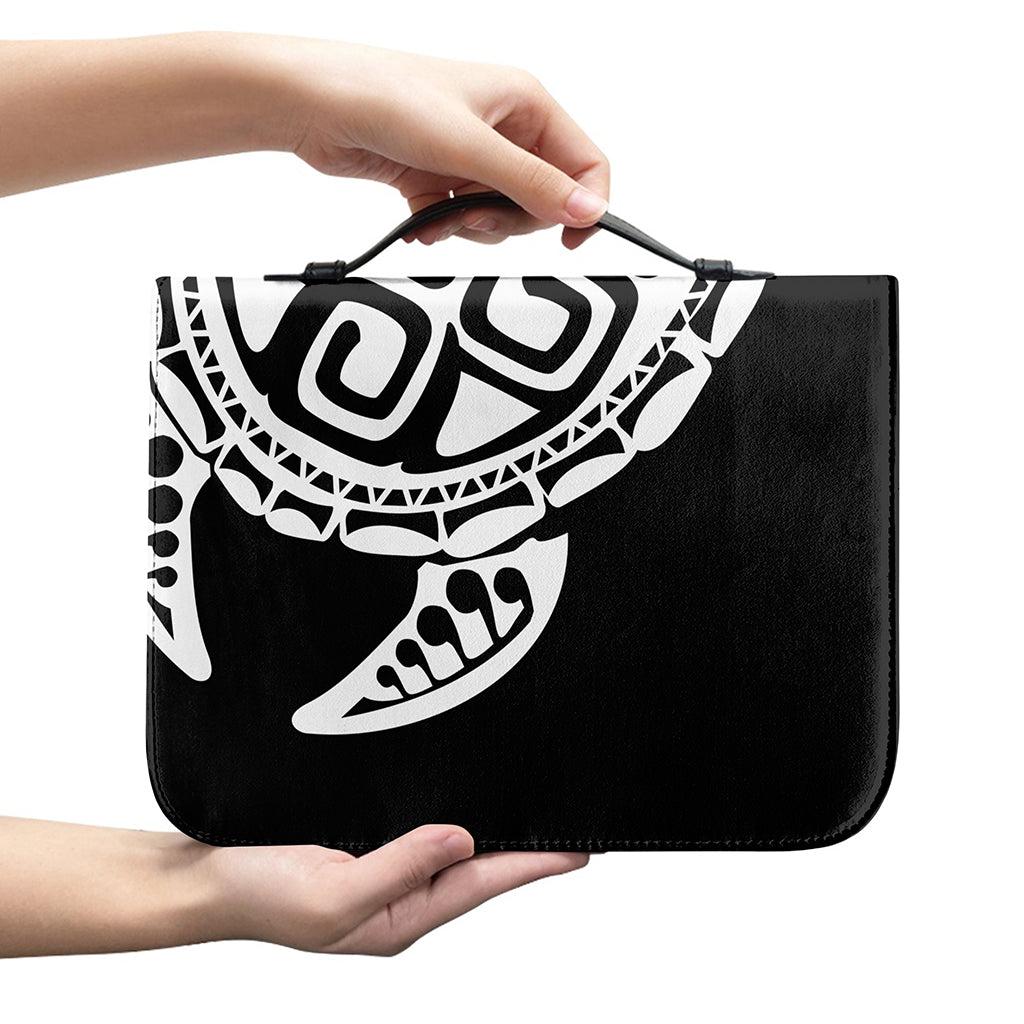 Black And White Maori Sea Turtle Print Leather Bible Cover