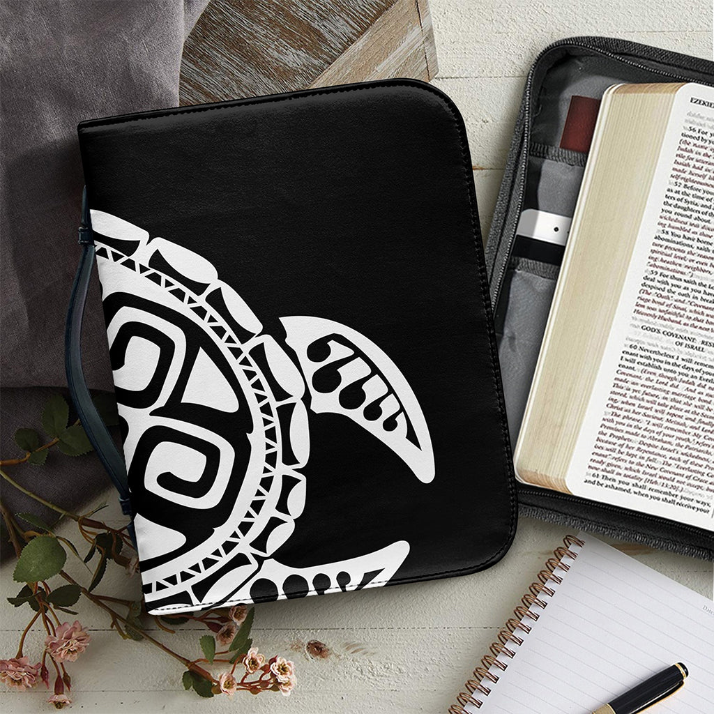 Black And White Maori Sea Turtle Print Leather Bible Cover