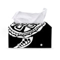 Black And White Maori Sea Turtle Print Leather Tissue Box Cover