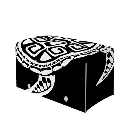Black And White Maori Sea Turtle Print Leather Tissue Box Cover