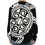 Black And White Maori Sea Turtle Print Long Sleeve Baseball Jersey