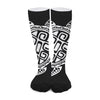 Black And White Maori Sea Turtle Print Long Socks