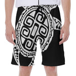 Black And White Maori Sea Turtle Print Men's Beach Shorts