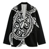 Black And White Maori Sea Turtle Print Men's Blazer