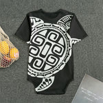 Black And White Maori Sea Turtle Print Men's Bodysuit