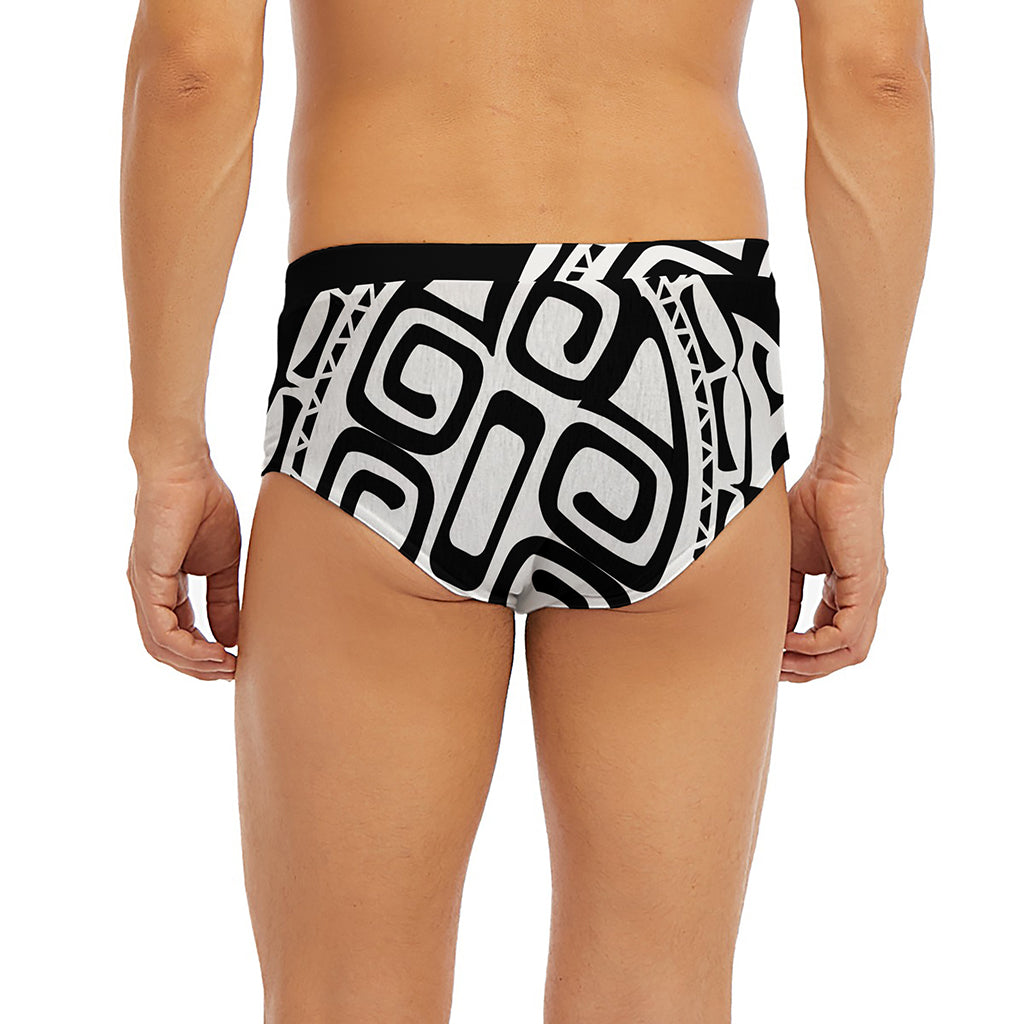 Black And White Maori Sea Turtle Print Men's Briefs