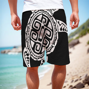 Black And White Maori Sea Turtle Print Men's Cargo Shorts