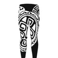 Black And White Maori Sea Turtle Print Men's Leggings