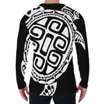 Black And White Maori Sea Turtle Print Men's Long Sleeve T-Shirt