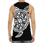 Black And White Maori Sea Turtle Print Men's Muscle Tank Top