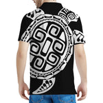 Black And White Maori Sea Turtle Print Men's Polo Shirt