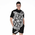 Black And White Maori Sea Turtle Print Men's Romper