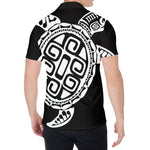 Black And White Maori Sea Turtle Print Men's Shirt