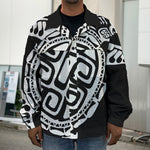 Black And White Maori Sea Turtle Print Men's Shirt Jacket