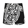 Black And White Maori Sea Turtle Print Men's Athletic Shorts